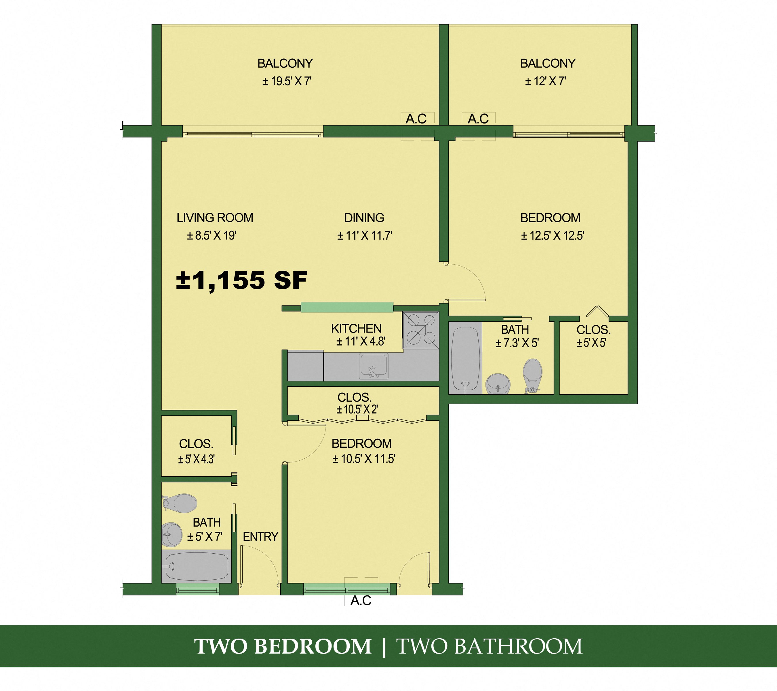 HARBOR WEST - 2 bed / 2 bath floor plan HARBOR WEST - 2 bed / 2 bath floor plan